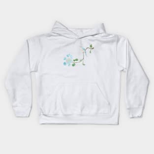 blue hydrangea and blue birds watercolor Kids Hoodie